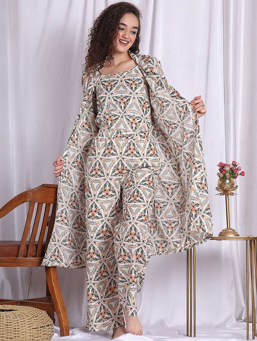 women printed nightwear pyjama set - 22330084 -  Standard Image - 2