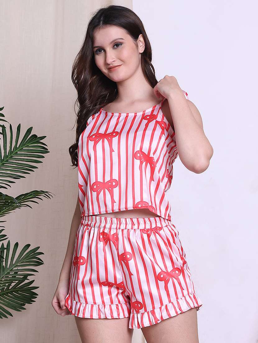 women printed shorts nightwear set - 22330113 -  Standard Image - 2