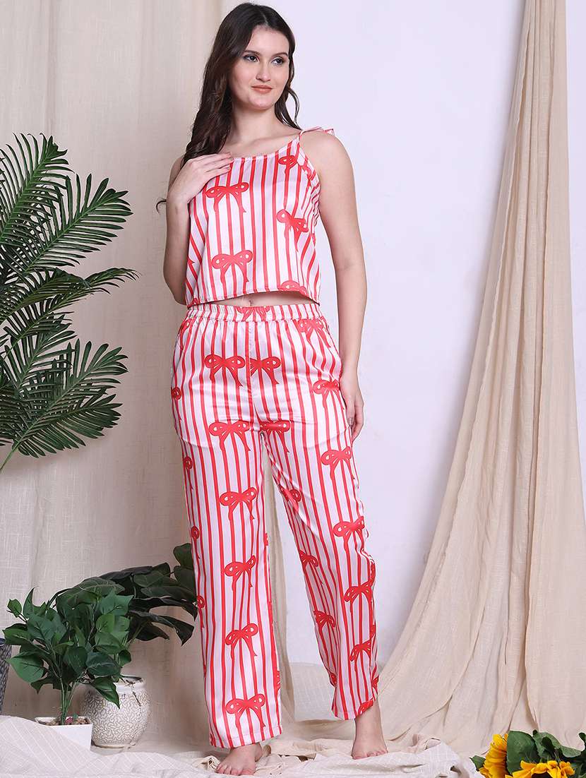 women printed nightwear pyjama set - 22330119 -  Standard Image - 2