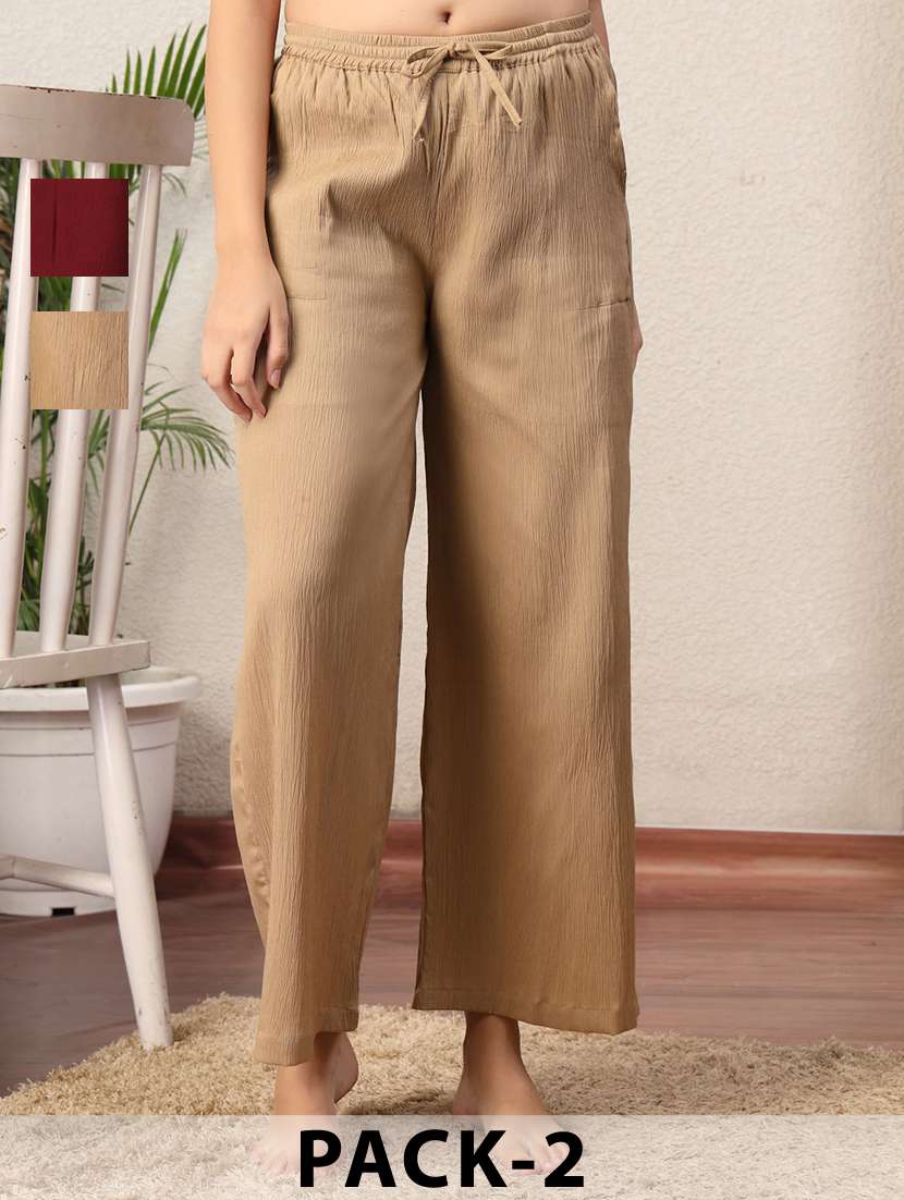 women pack of 2 mid rise loung wear pajama