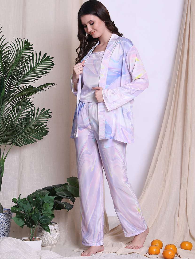 women printed nightwear pyjama set - 22330124 -  Standard Image - 2