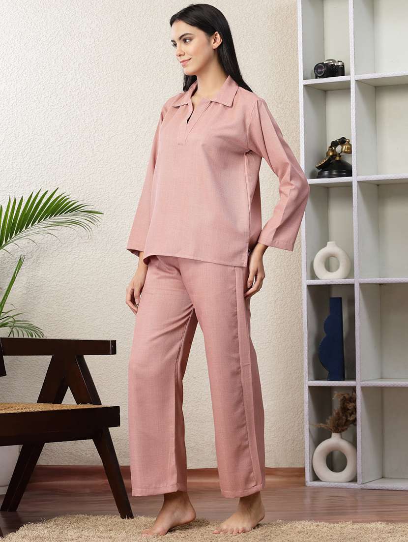 women solid nightwear pyjama set - 22330173 -  Standard Image - 2