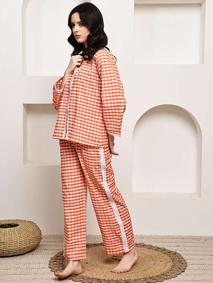 women checkered nightwear pyjama set - 22330193 -  Standard Image - 2