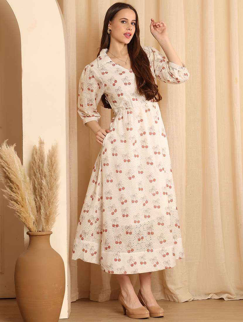women printed collared a-line dress - 22330267 -  Standard Image - 2