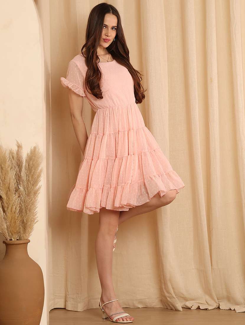 women self designed short sleeve tiered dress - 22330269 -  Standard Image - 2