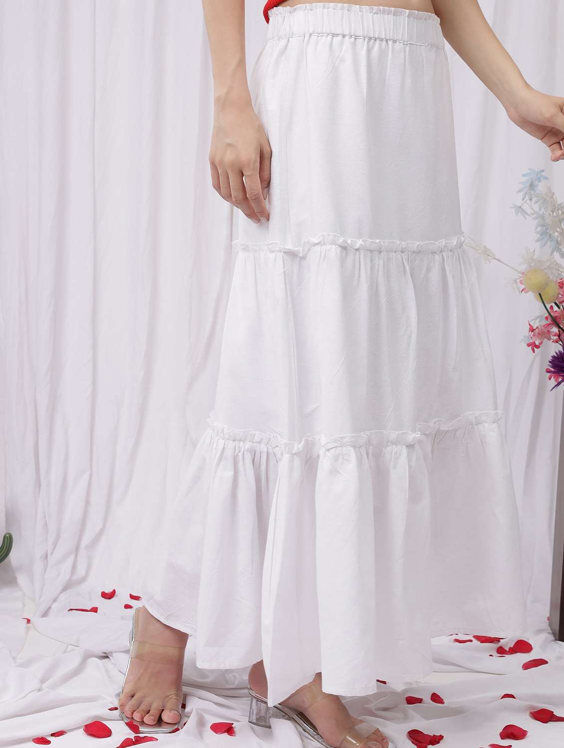women solid high rise layered skirt - 22330304 -  Standard Image - 2