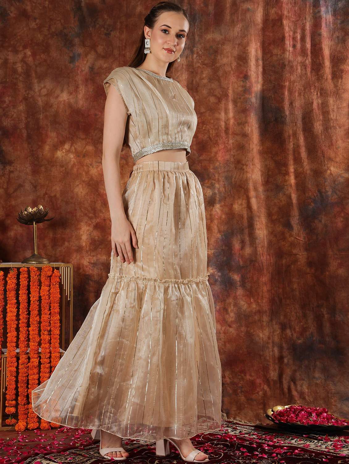 women solid high rise tiered skirt - 22330325 -  Standard Image - 2
