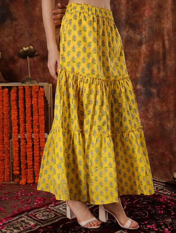 women printed high rise tiered skirt - 22330330 -  Standard Image - 2