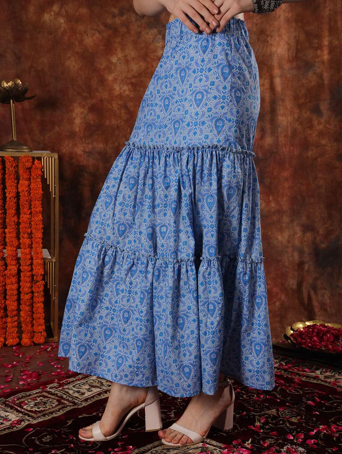 women printed high rise tiered skirt - 22330332 -  Standard Image - 2