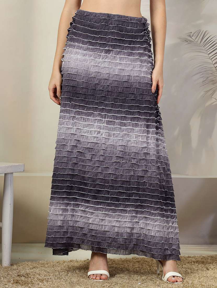 women printed high rise a-line skirt