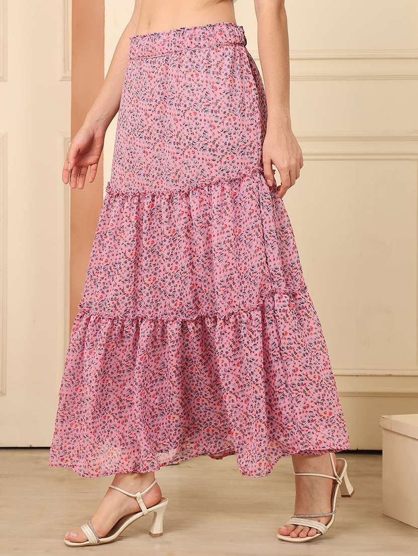 women printed high rise tiered skirt - 22330361 -  Standard Image - 2