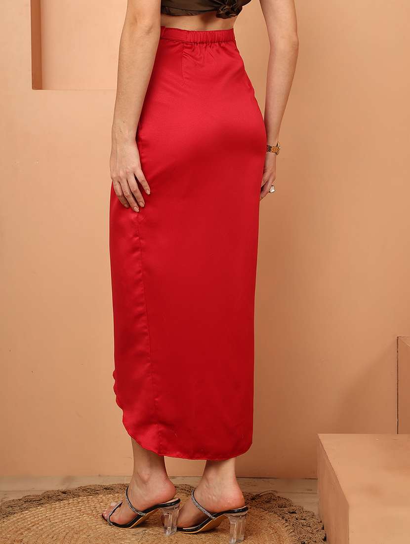 women solid high rise wrap skirt - 22330367 -  Standard Image - 2
