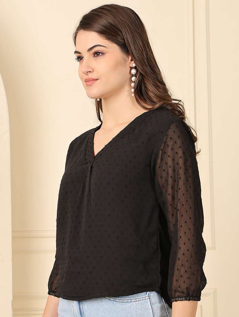 women self designed three quarter sleeve regular top - 22330372 -  Standard Image - 2