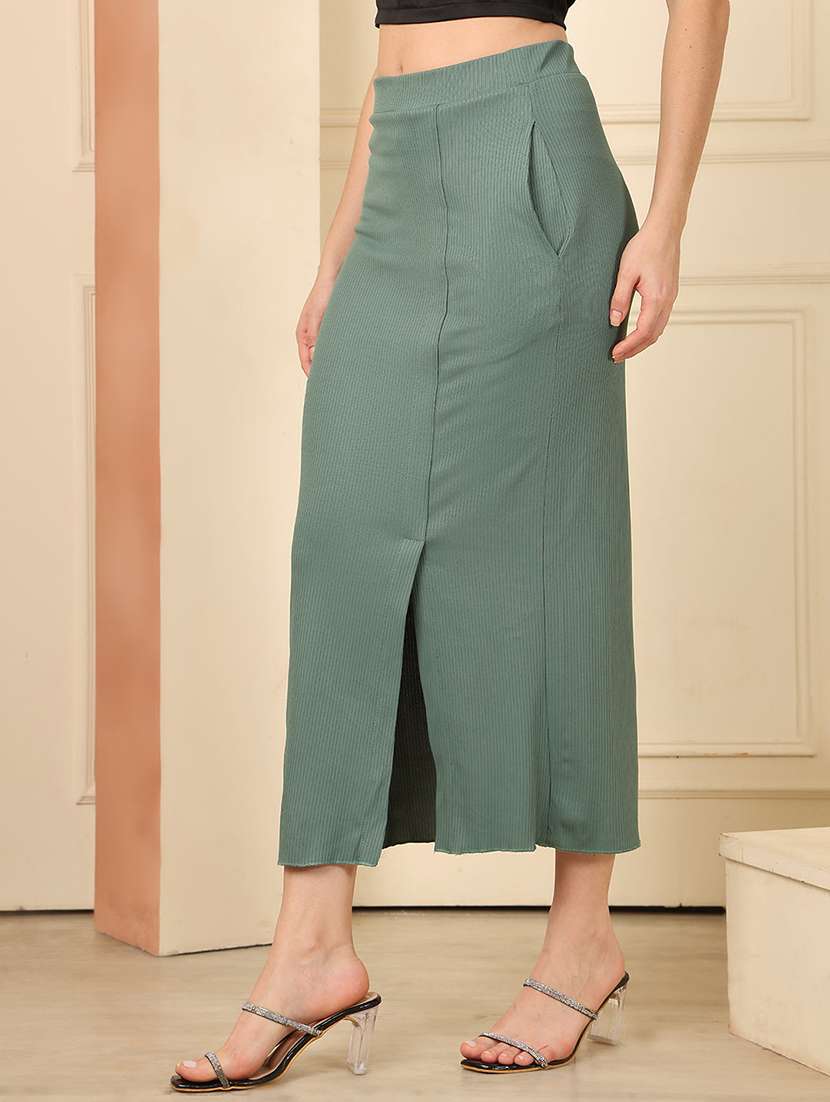 women solid high rise straight skirt - 22330388 -  Standard Image - 2