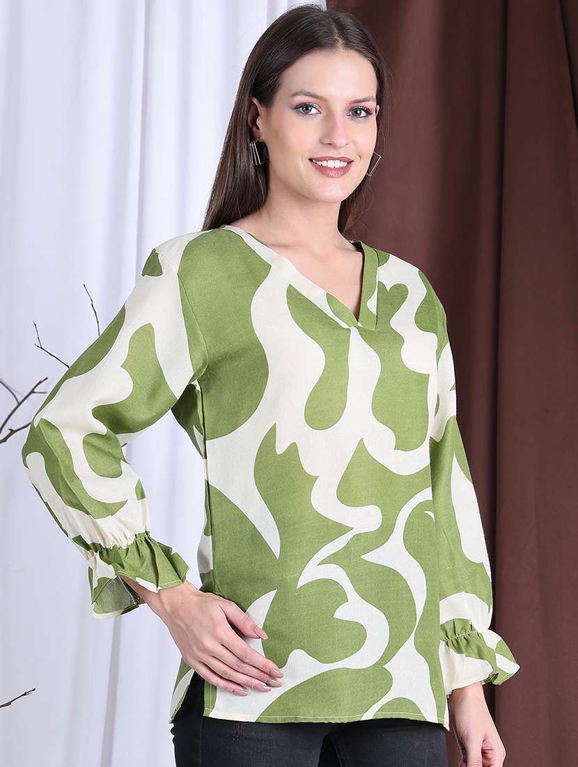women printed puff sleeve regular top - 22330389 -  Standard Image - 2