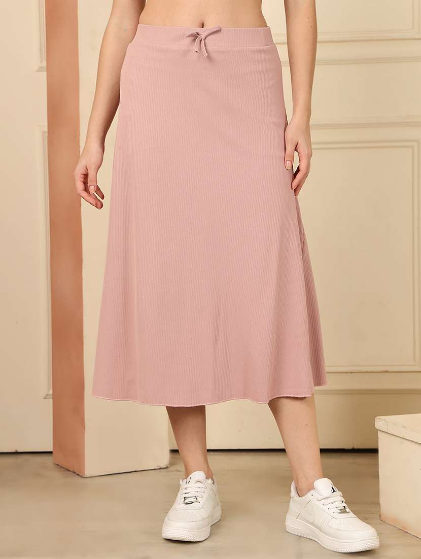 women solid mid rise a-line skirt
