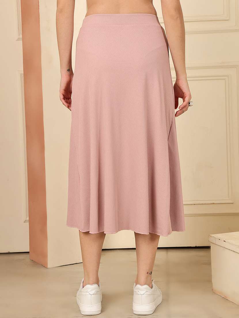 women solid mid rise a-line skirt - 22330394 -  Standard Image - 2