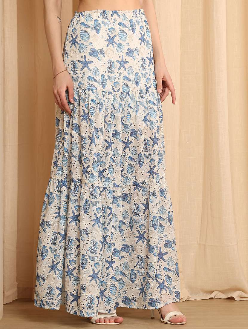women printed high rise tiered skirt - 22330419 -  Standard Image - 2