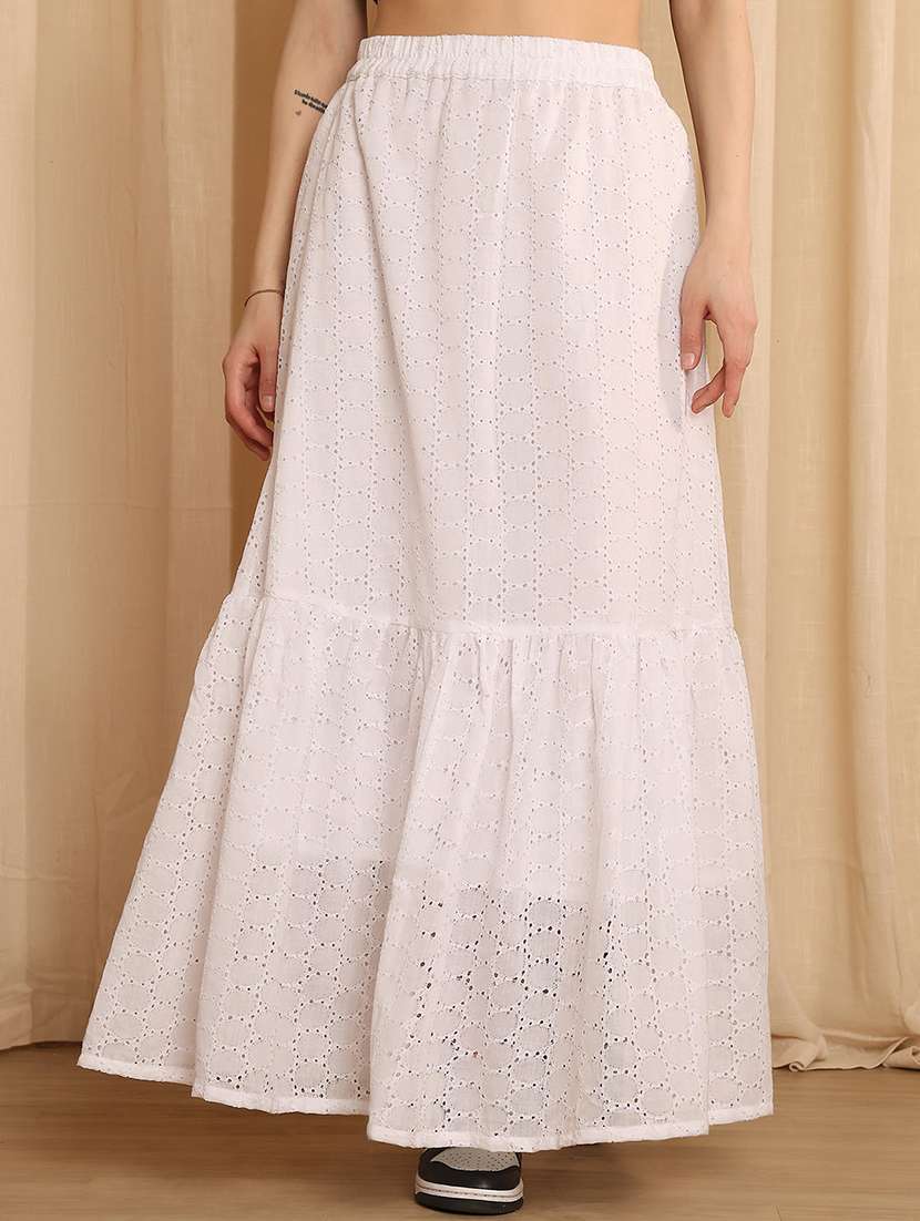 women self designed high rise tiered skirt