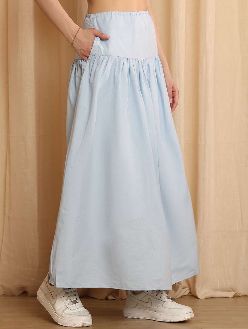 women solid high rise flared skirt - 22330429 -  Standard Image - 2