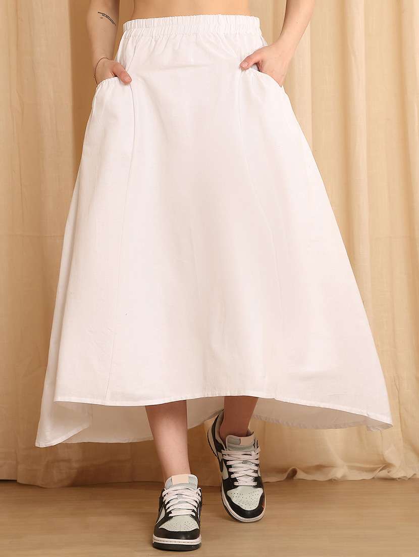 women solid high rise a-line skirt