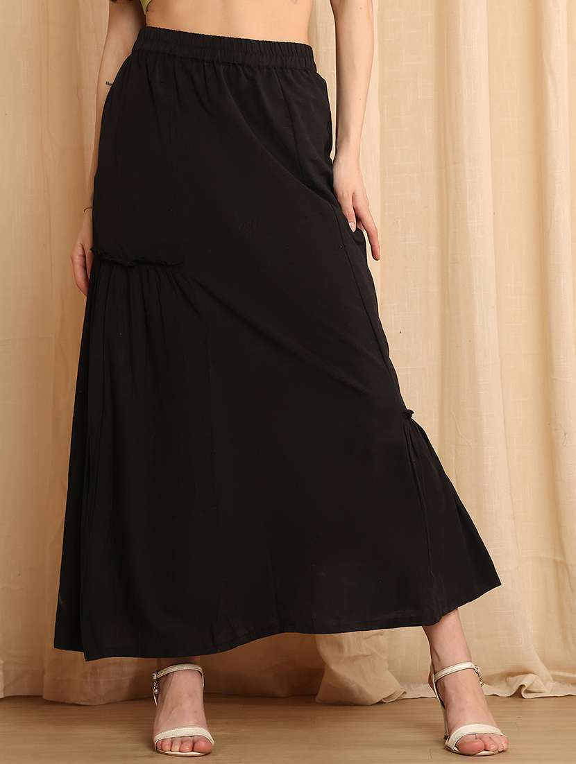 women solid high rise a-line skirt