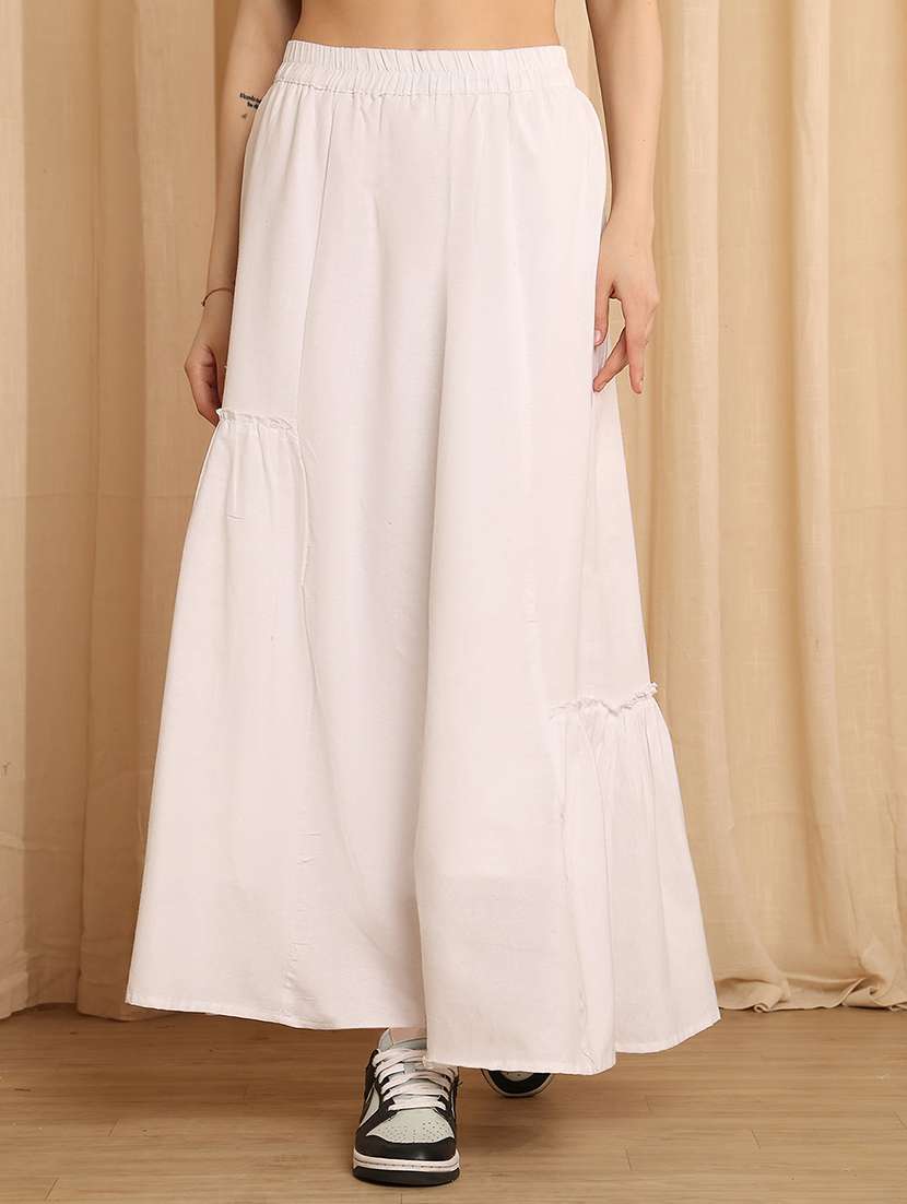 women solid high rise a-line skirt