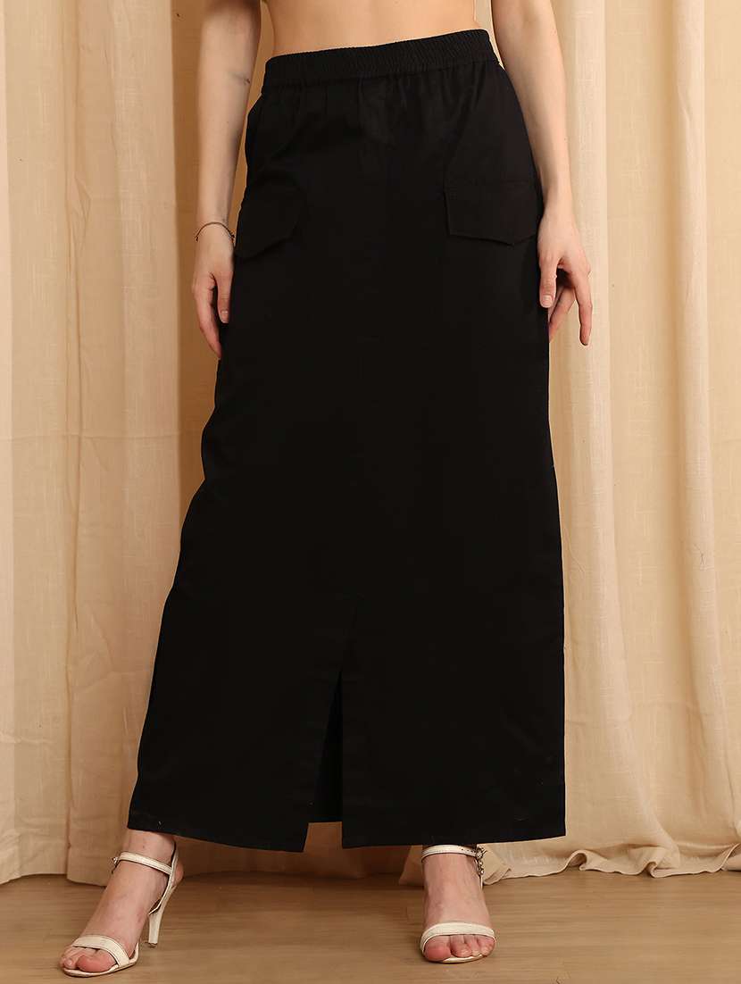 women solid high rise a-line skirt
