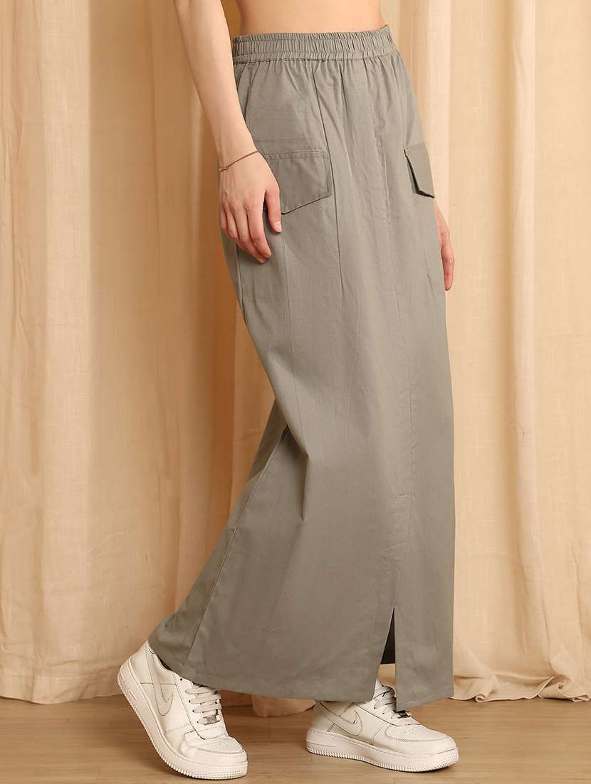 women solid high rise straight skirt - 22330440 -  Standard Image - 2