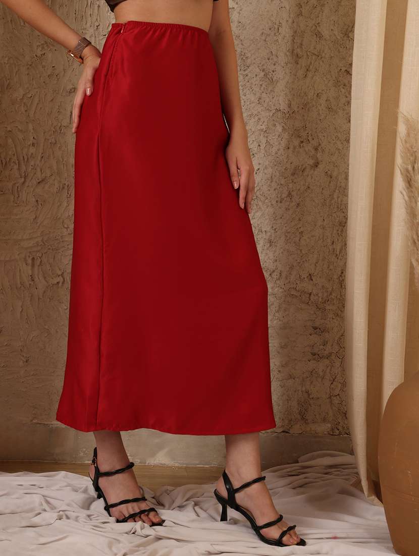 women solid high rise a-line skirt