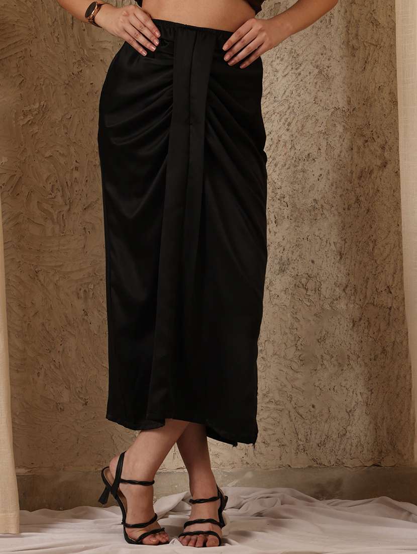 women solid mid rise a-line skirt