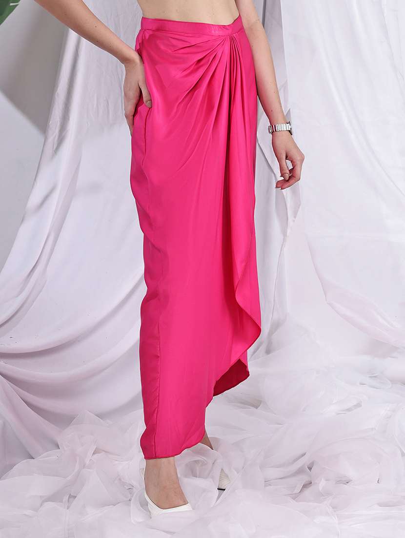 women solid high rise wrap skirt - 22330454 -  Standard Image - 2