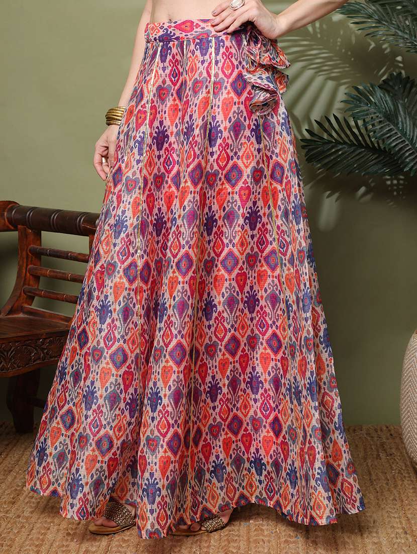 women printed mid rise flared skirt - 22330455 -  Standard Image - 2