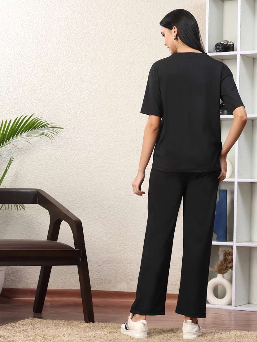women solid top and trouser co-ord set - 22330476 -  Standard Image - 2