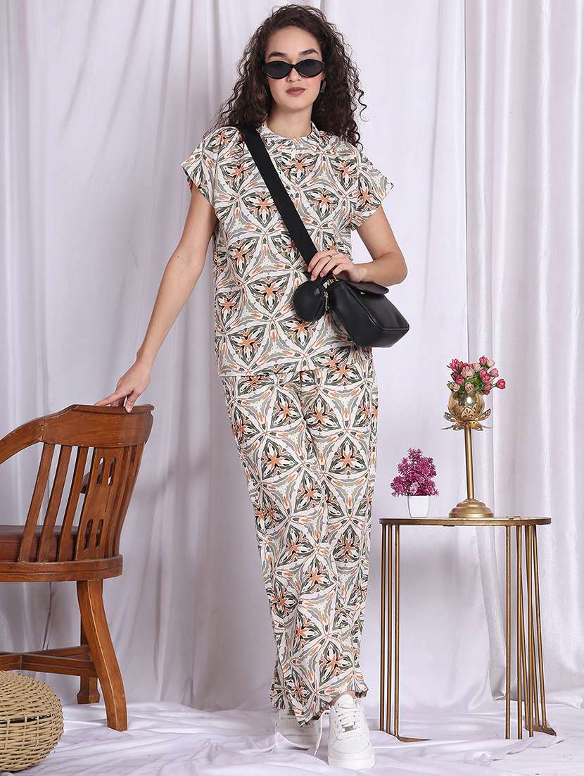women printed top and trouser co-ord set
