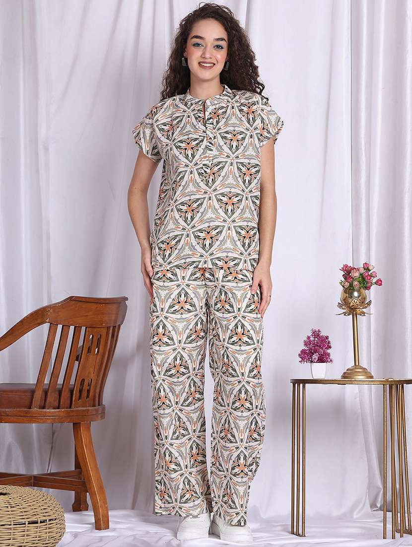 women printed top and trouser co-ord set - 22330504 -  Standard Image - 2
