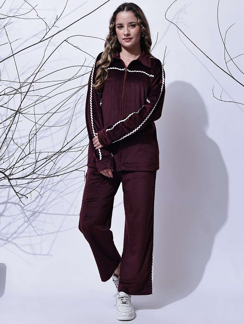 women solid long sleeve winter co-ord set - 22330536 -  Standard Image - 2