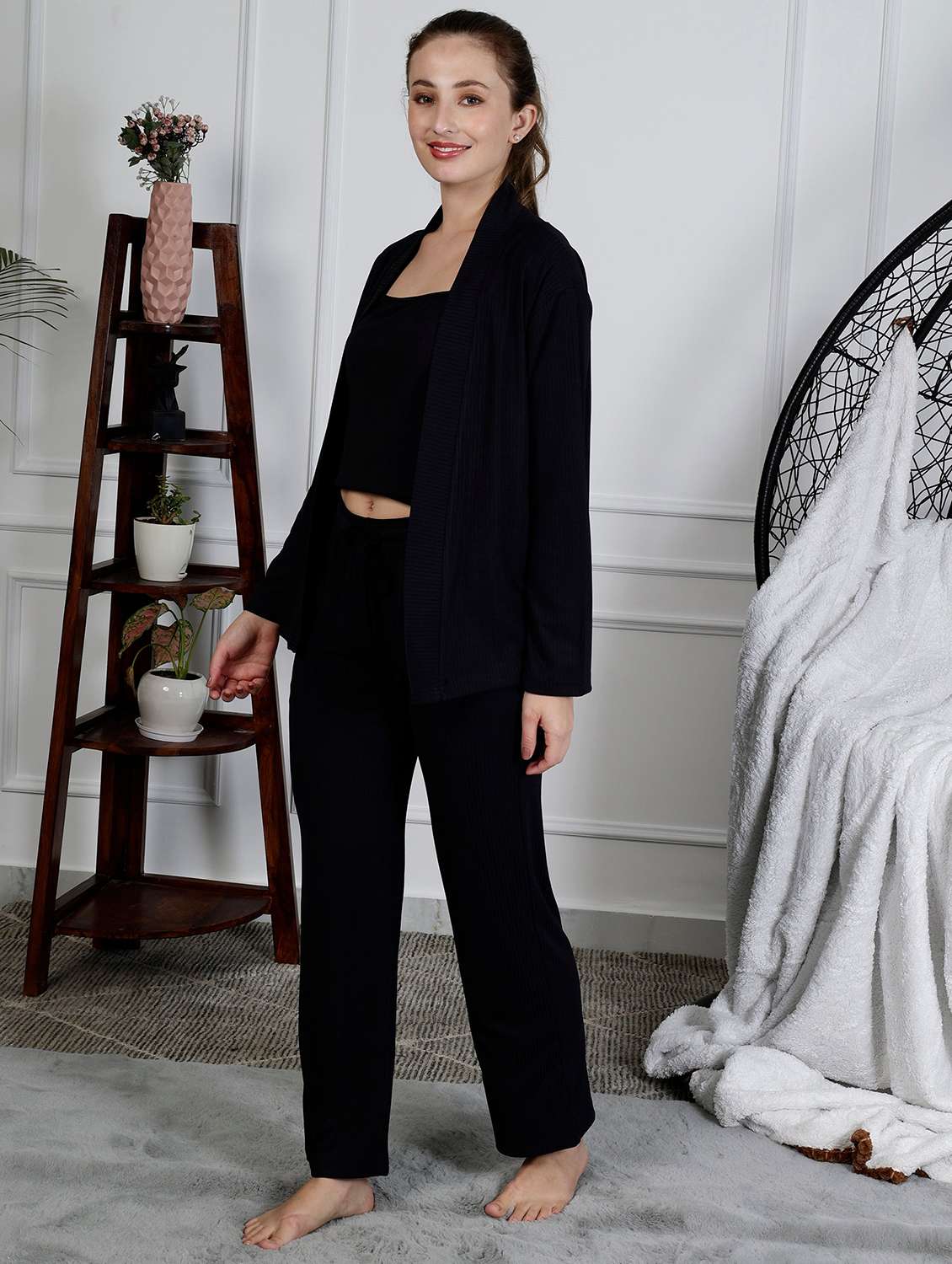 women solid nightwear pyjama set - 22330541 -  Standard Image - 2