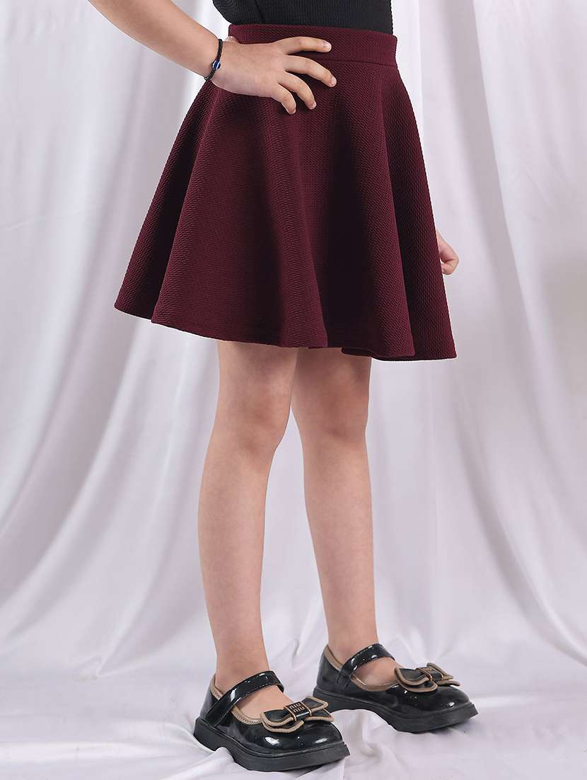 girls solid mid rise flared skirt - 22330561 -  Standard Image - 2