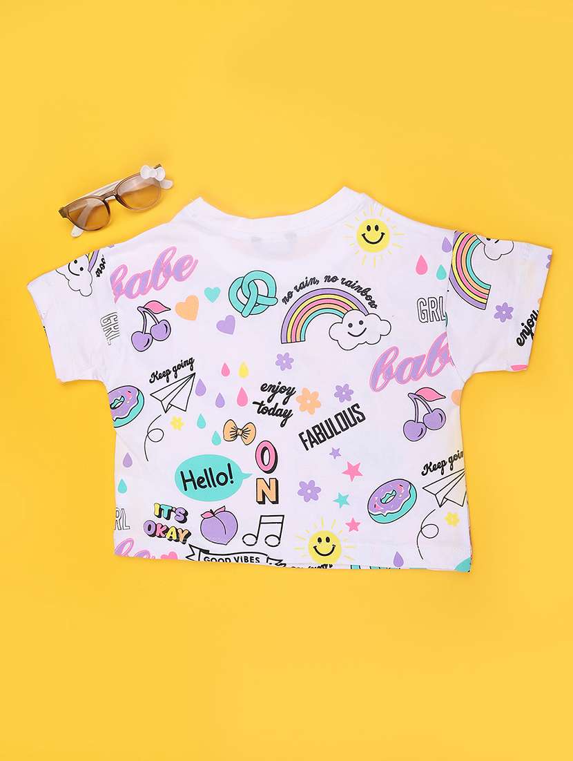 girls printed round neck tee - 22330650 -  Standard Image - 2