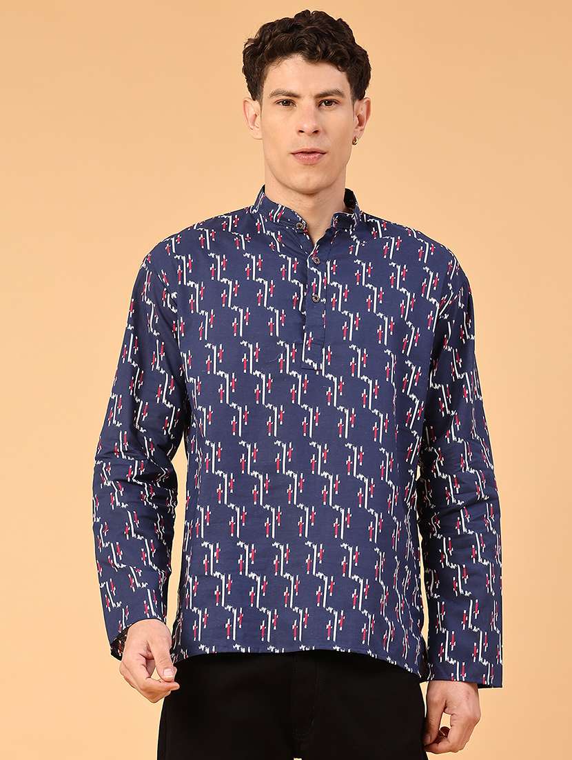 Blue Cotton Kurta - 22331185 -  Standard Image - 2