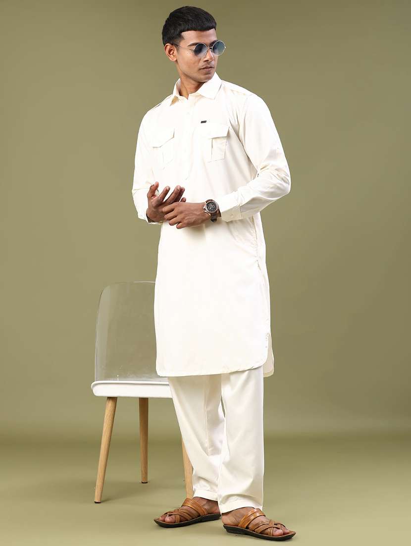 men solid long sleeve pathani ethnic wear set - 22331213 -  Standard Image - 2