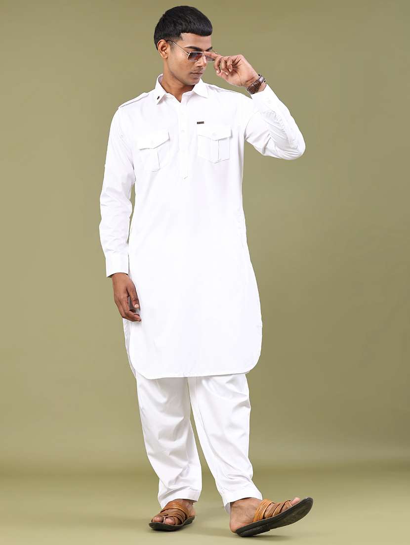 men solid long sleeve pathani ethnic wear set - 22331216 -  Standard Image - 2