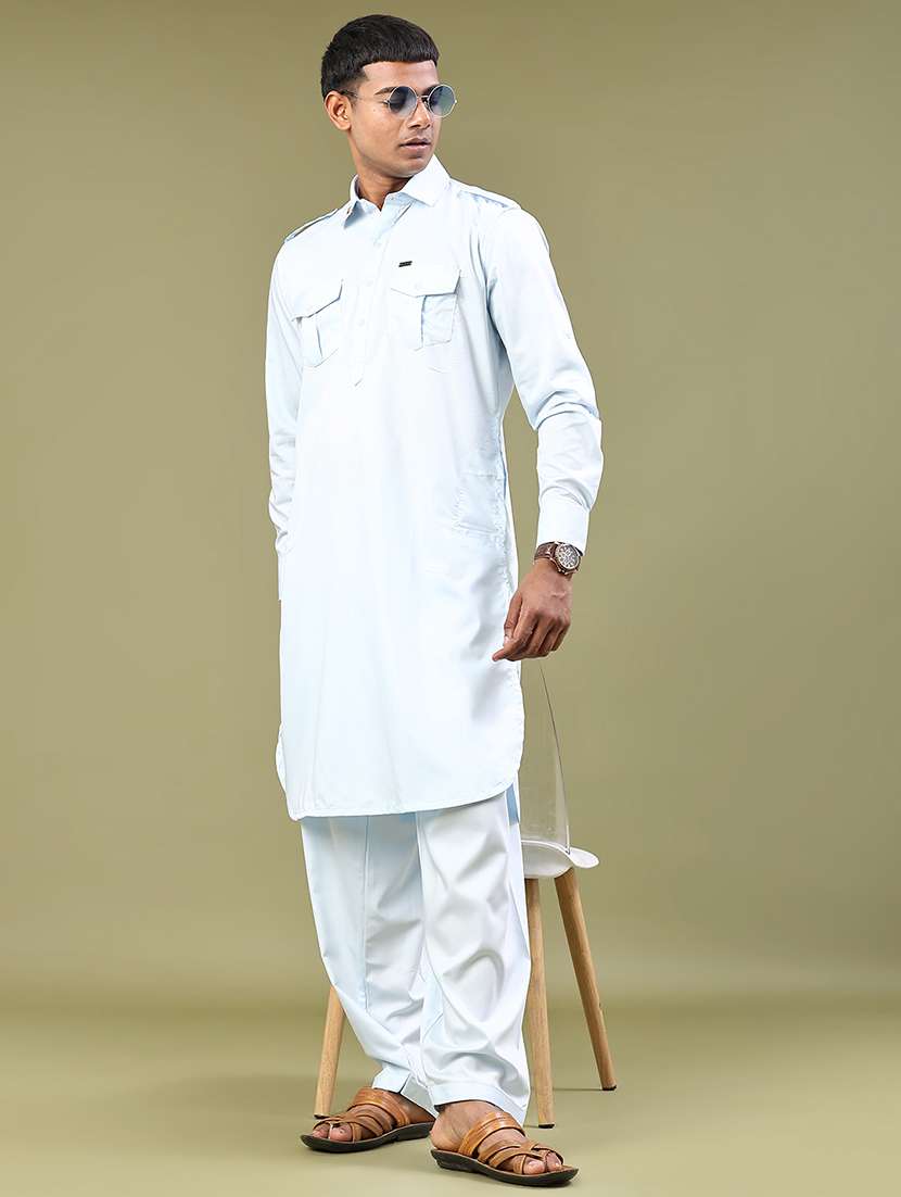 men solid long sleeve pathani ethnic wear set - 22331217 -  Standard Image - 2