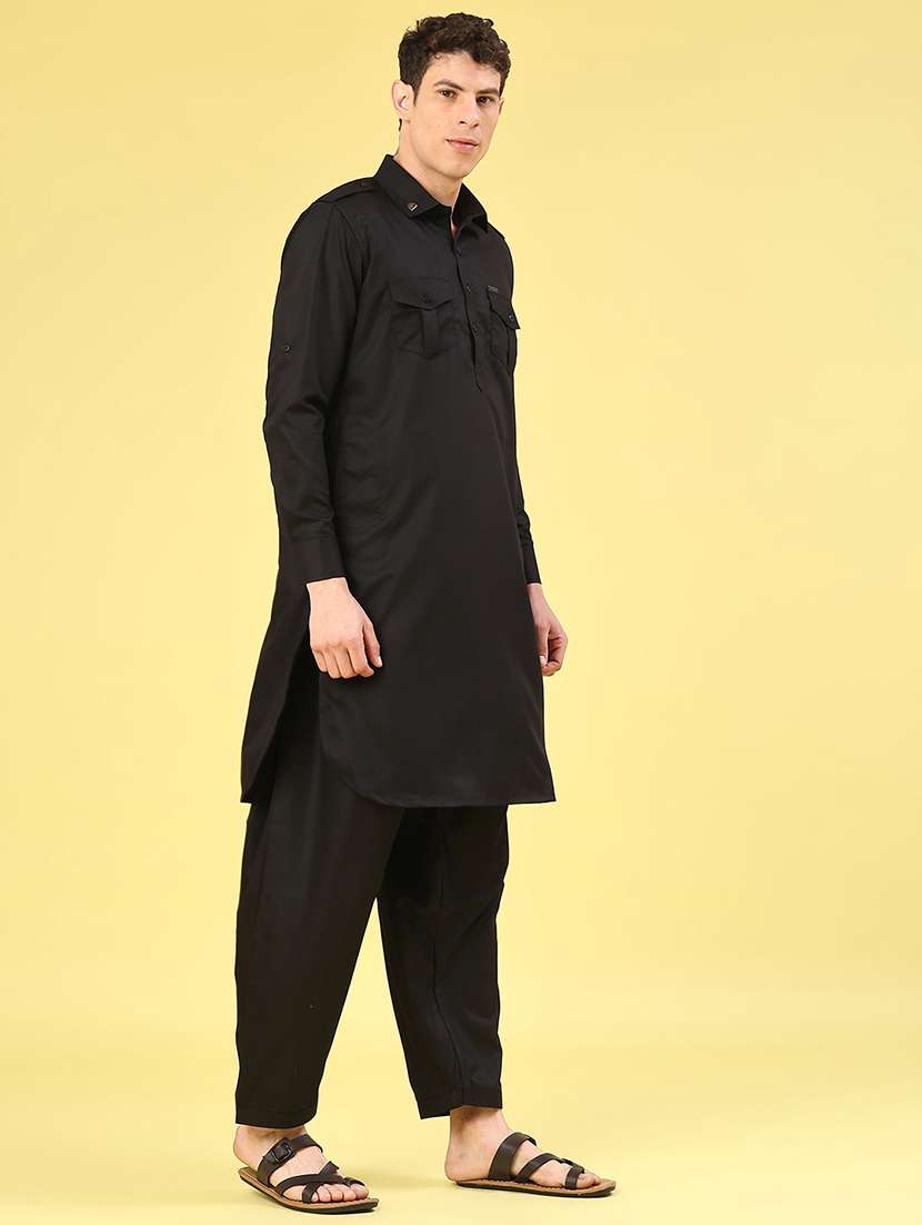 men solid long sleeve pathani ethnic wear set - 22331219 -  Standard Image - 2
