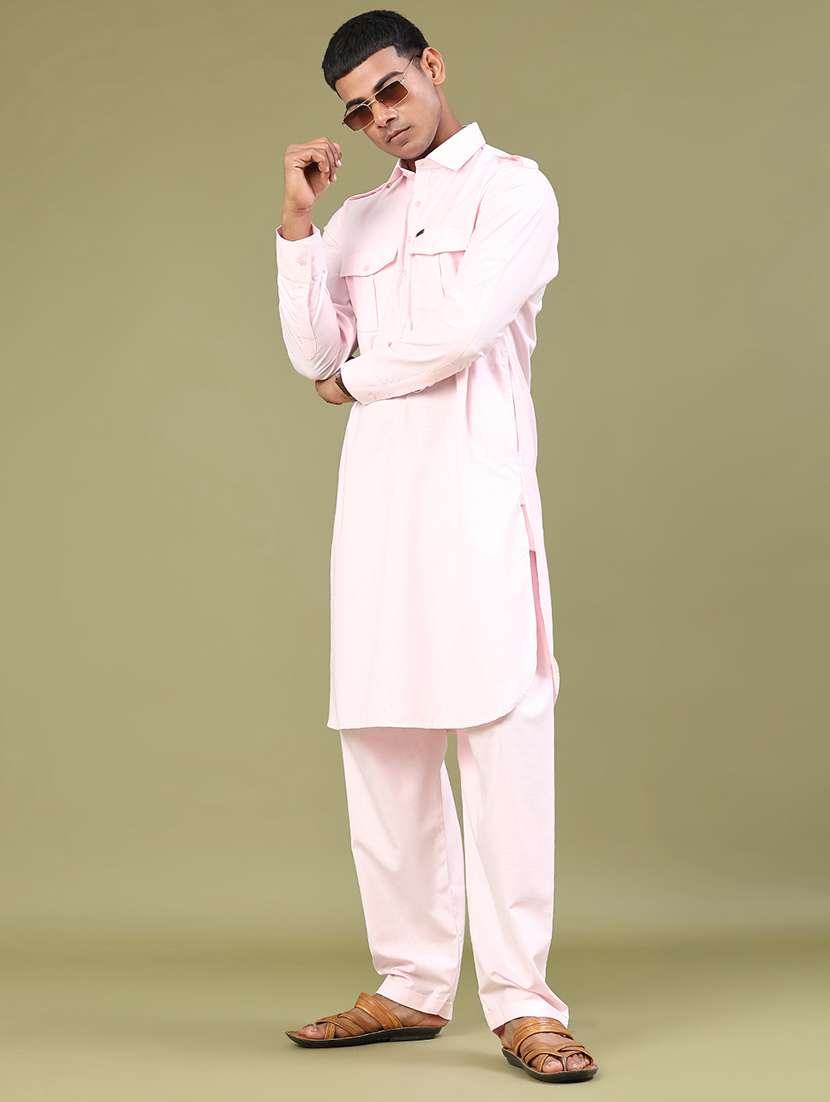 Men Solid Long Sleeve Pathani Ethnic Wear Set - 22331220 -  Standard Image - 2