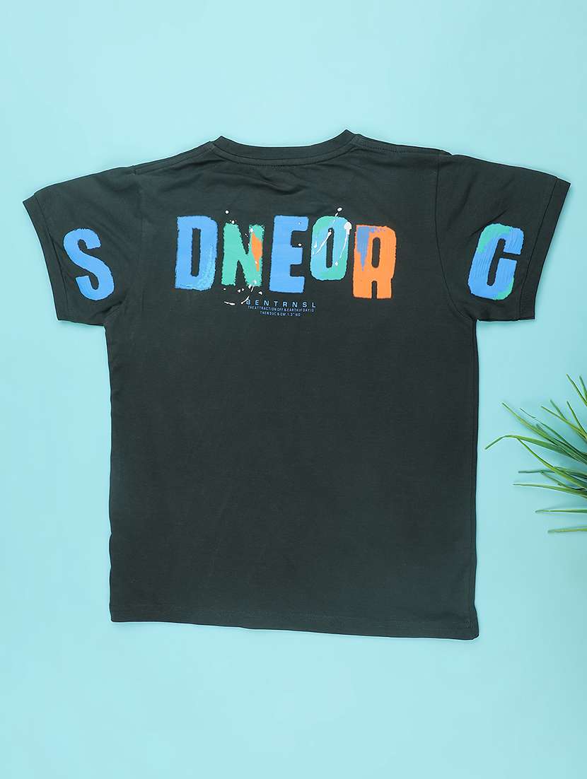 Boys Green Cotton Blend T-shirt - 22331235 -  Standard Image - 2