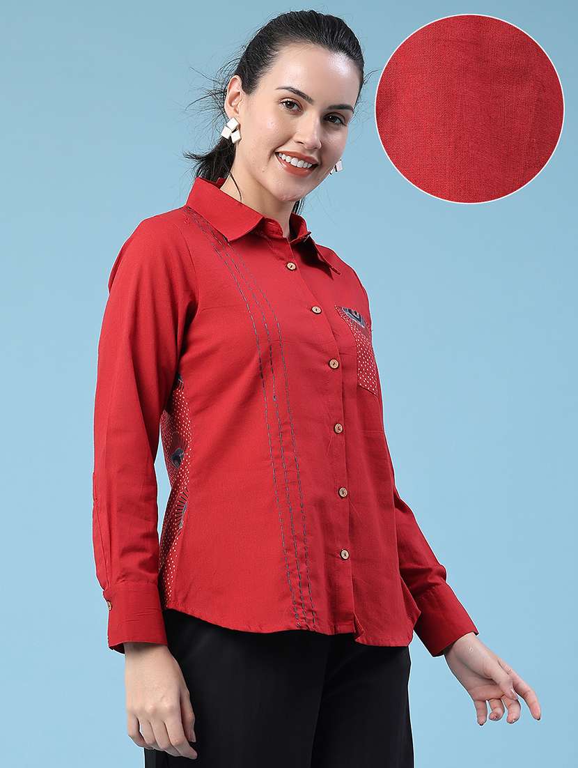 women printed long sleeves regular shirt - 22331265 -  Standard Image - 2