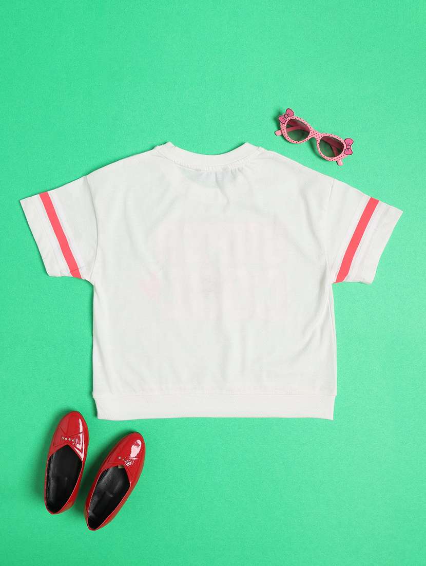 girls printed round neck regular fit tee - 22331323 -  Standard Image - 2