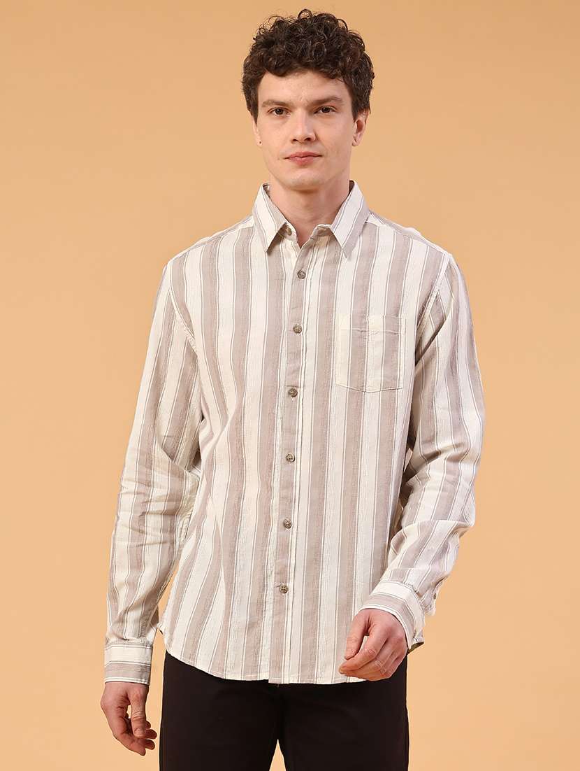 men striped long sleeve regular fit casual shirt - 22331339 -  Standard Image - 2